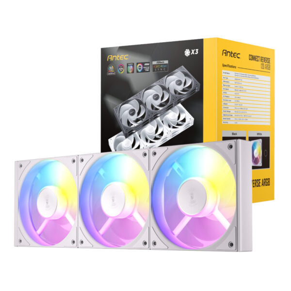 Antec Connect 120 Reverse ARGB PWM Fan 3 Pack  White