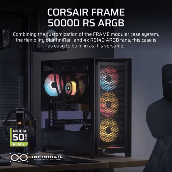 Corsair FRAME 5000D RS High-Airflow Mid-Tower PC Case - Black