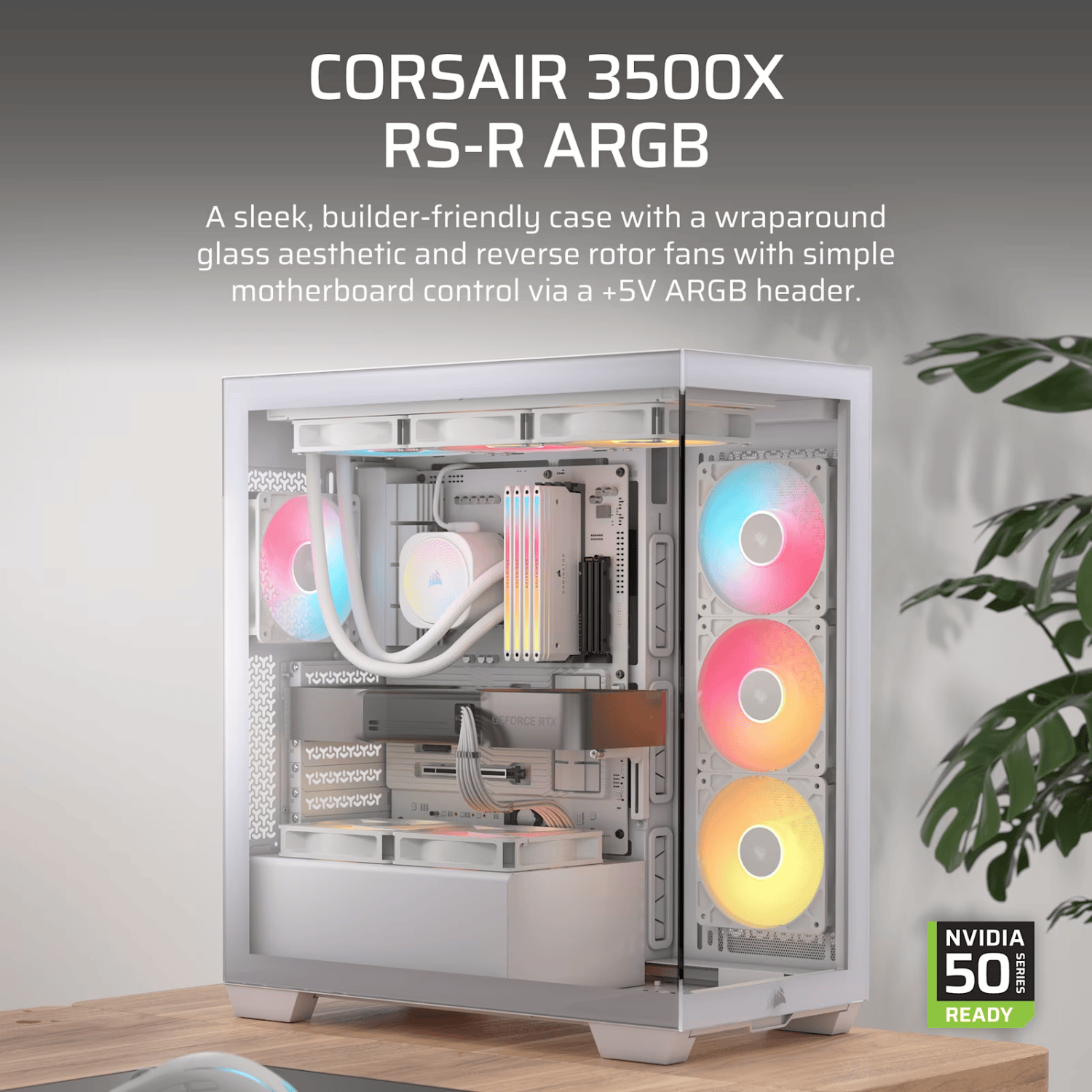 Corsair 3500X RS-R ARGB Mid-Tower PC Case White - Image 2